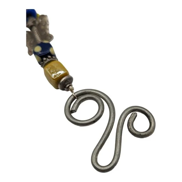 Beautiful Artisian-Made Blue Yellow Red Art Glass Ceramic 8" Bracelet Butterfly - Picture 11 of 13